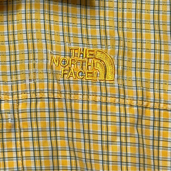 The North Face Button Down Zip Pocket Short Sleeve Yellow Plaid Men's Size XL - Picture 5 of 13